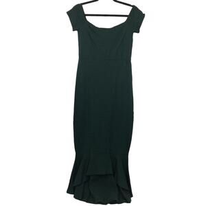 Lulus Women's Mermaidcore Fishtail Hem Empire Waist Boat Neck Maxi Green Dress M